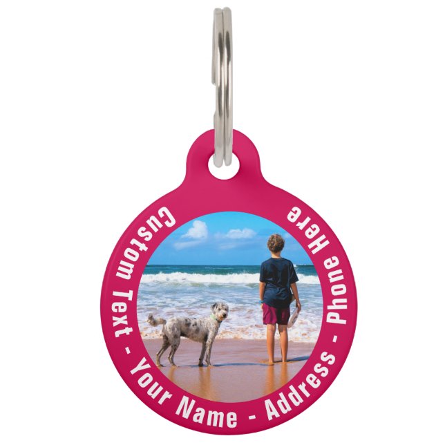Your Photo and Custom Text Personalised Pet ID Tag (Front)