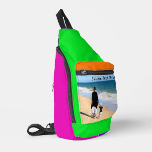 Your Photo and Custom Text Sling Bag Choose Colour