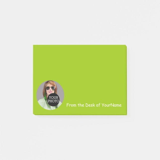 Your Photo and Message Customise Easily Lime Green Post-it Notes (Front)