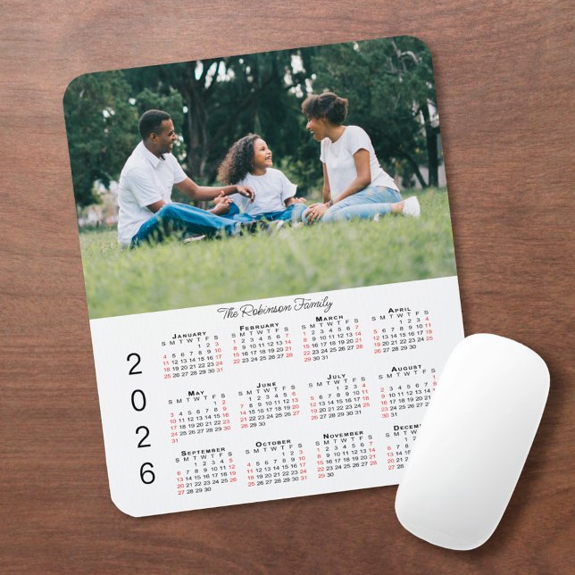 Your Photo and Name 2026 Calendar Mouse Mat (Your Photo and Name 2026 Calendar Mouse Pad in situ)