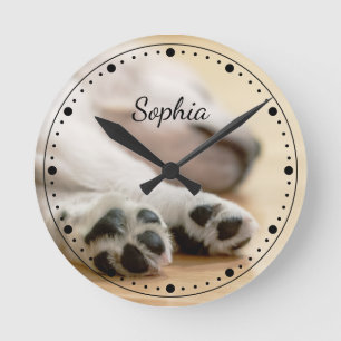 Your Photo And Text & Any Colour Dotted Clock Face