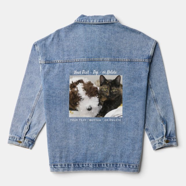 YOUR PHOTO and TEXT, Blue Denim Jacket (Back)