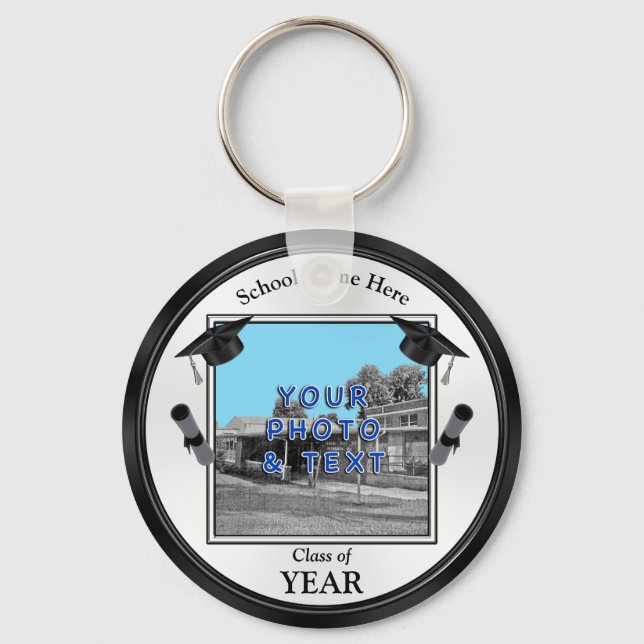 Your Photo and Text Graduation Party Favours Key Ring (Front)