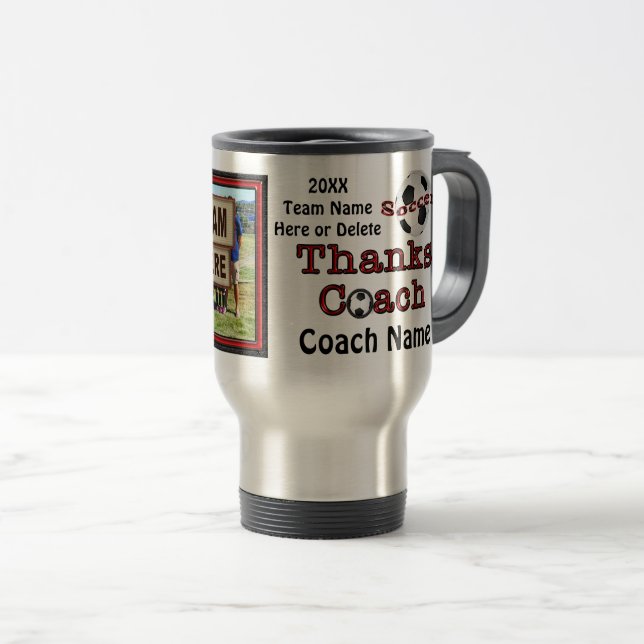 Your PHOTO and TEXT Soccer Coach Gifts Mug (Front Right)