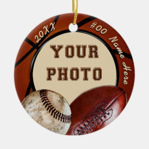 Your Photo and Text Sports Related Gifts, Ornament