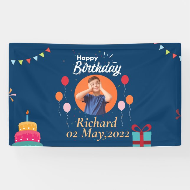 YOUR PHOTO AND YOUR NAME BIRTHDAY  BANNER (Horizontal)
