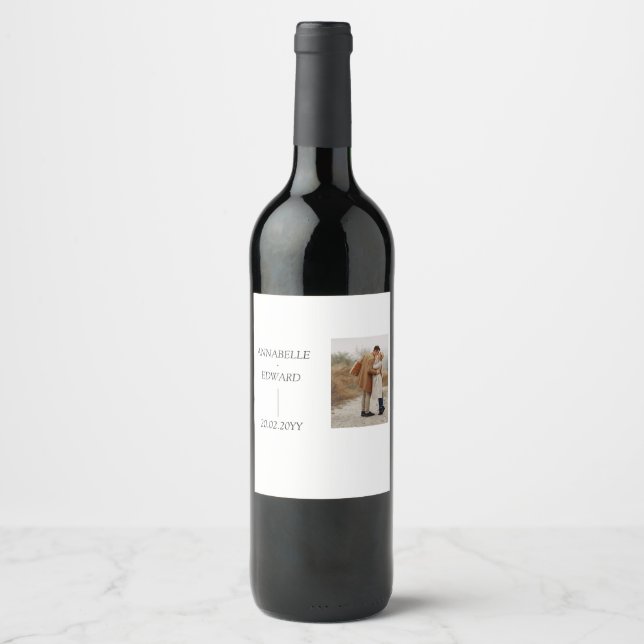 Your Photo and Your Text Wine label Bottle (Front)
