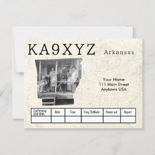 Your Photo Arkansas Shaped Cutout Custom QSL Postcard