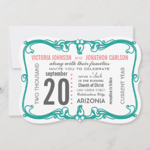 Your Photo Art Deco Modern Wedding Invite