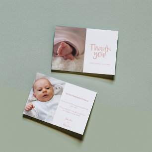 Your photo, baby girl, baby shower thank you card