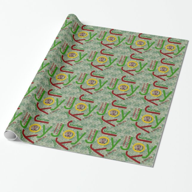 YOUR PHOTO Baby's First Christmas Wrapping Paper (Unrolled)