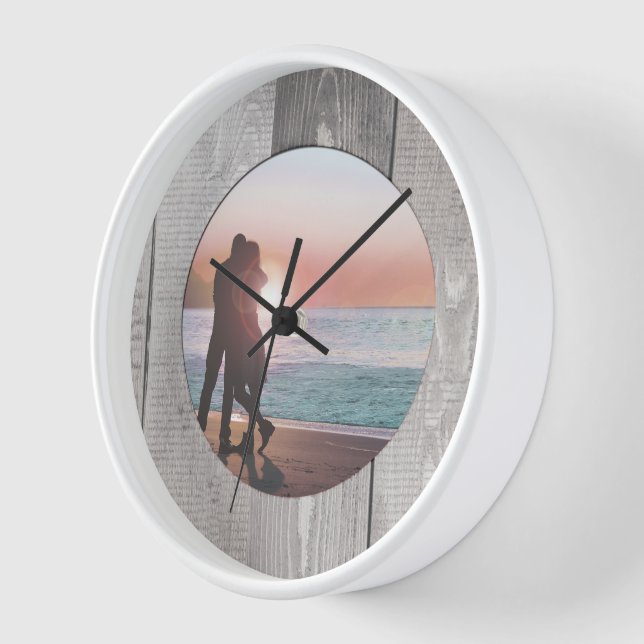 Your Photo Barn Wood Home Decor Wall Clock (Angle)