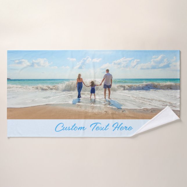 Your Photo Bath Towels Custom Text Personalised (Bath Towel)