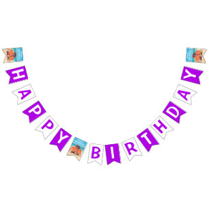 Your Photo Birthday Bunting Flags Custom Colours