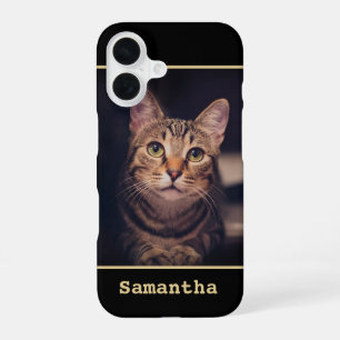 Your Photo Black and Gold LOVE Modern Elegant iPhone 16 Case