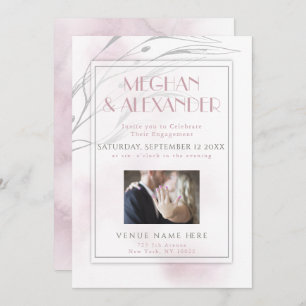 Your Photo Blush Pink Watercolor and Willow Branch Invitation