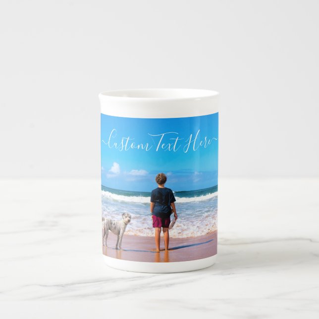 Your Photo Bone China Mug with Custom Text (Front)