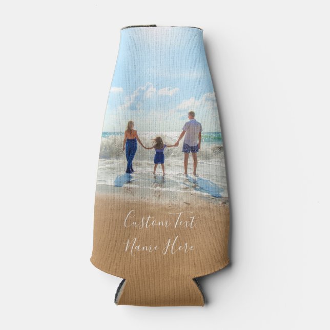 Your Photo Bottle Cooler with Custom Text Name (Front)