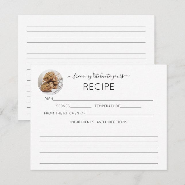 Your Photo Calligraphy Recipe Card (Front/Back)