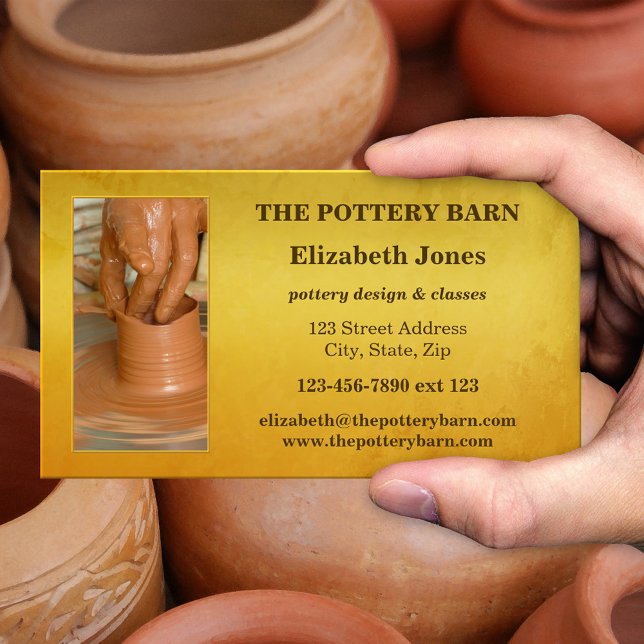 Your Photo Ceramic Artisan Pottery Business Card (Ceramics pottery artisan business card with your custom photo)
