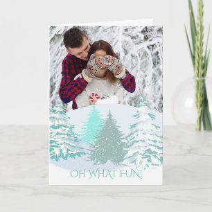 Your Photo Christmas Modern Trees Holiday Card