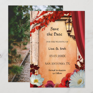 Your Photo Classic Floral Fall Save the Date Card