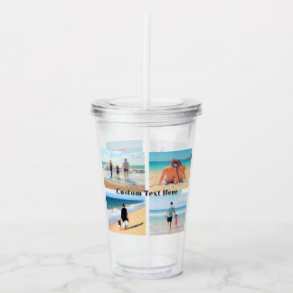 Your Photo Collage Acrylic Tumbler Custom Text