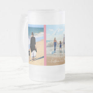 Your Photo Collage and Custom Text Personalised Frosted Glass Beer Mug