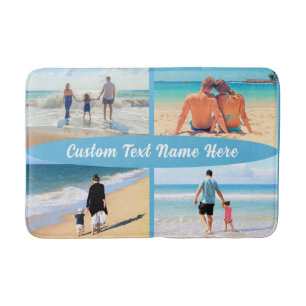 Your Photo Collage Bath Mat Custom Text Name