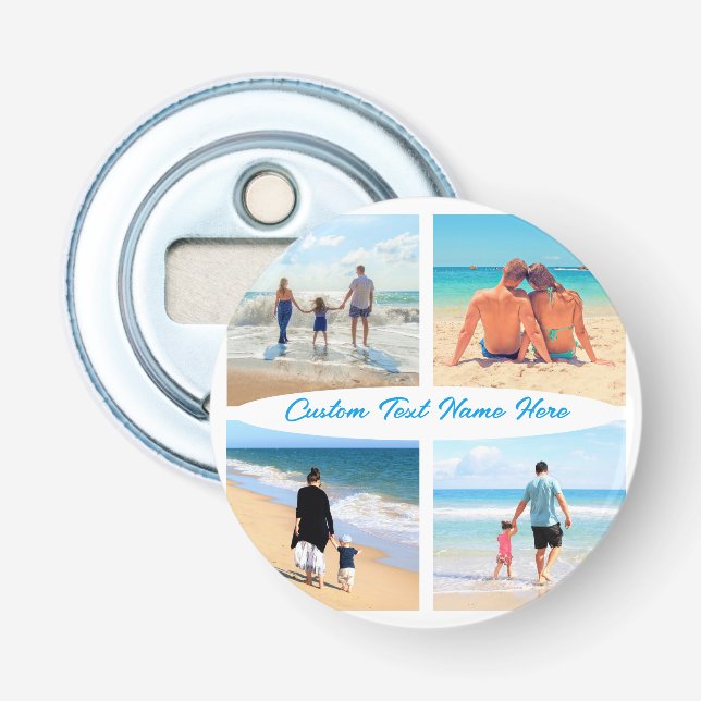 Your Photo Collage Bottle Opener with Custom Text (Front)