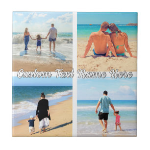 Your Photo Collage Ceramic Tile with Custom Text