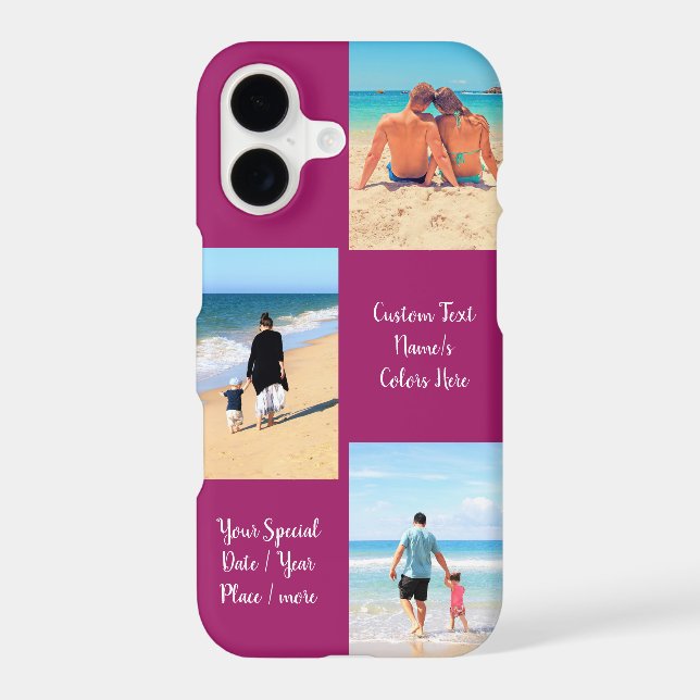Your Photo Collage Custom Text Name iPhone Case (Back)