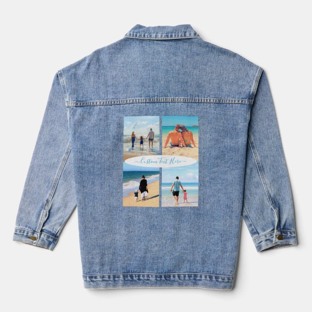Your Photo Collage Denim Jacket with Custom Text (Back)