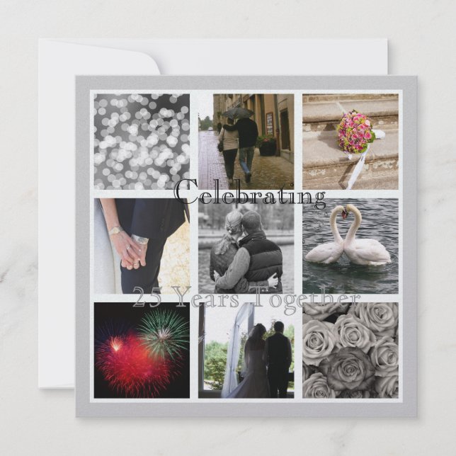 Your Photo Collage Elegant Anniversary Invitation (Front)