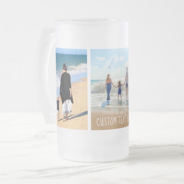 Your Photo Collage Glass Beer Mug with Custom Text (Front Left)