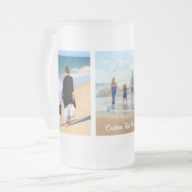 Your Photo Collage Glass Beer Mug with Custom Text (Front Left)