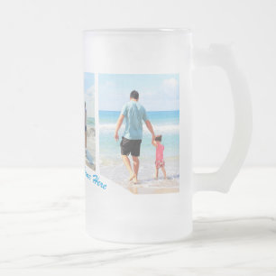 Your Photo Collage Glass Beer Mug with Custom Text