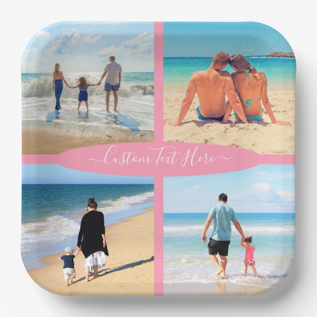 Your Photo Collage Paper Plates with Custom Text (Front)
