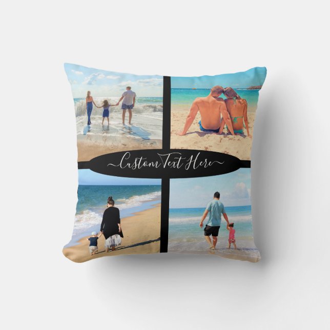 Your Photo Collage Pillow with Custom Text (Front)