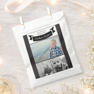 Your Photo Collage Rustic Banner One Year Old Favour Bags
