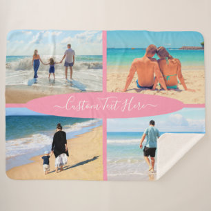 Your Photo Collage Sherpa Blanket with Custom Text