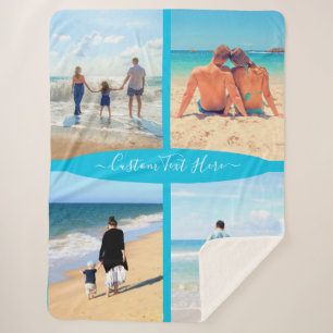Your Photo Collage Sherpa Blanket with Custom Text