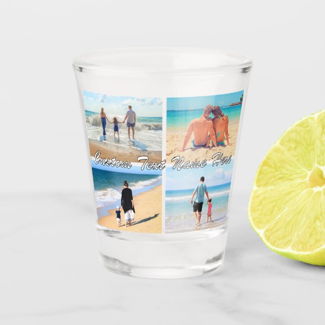 Your Photo Collage Shot Glass and Custom Text Name (Front)