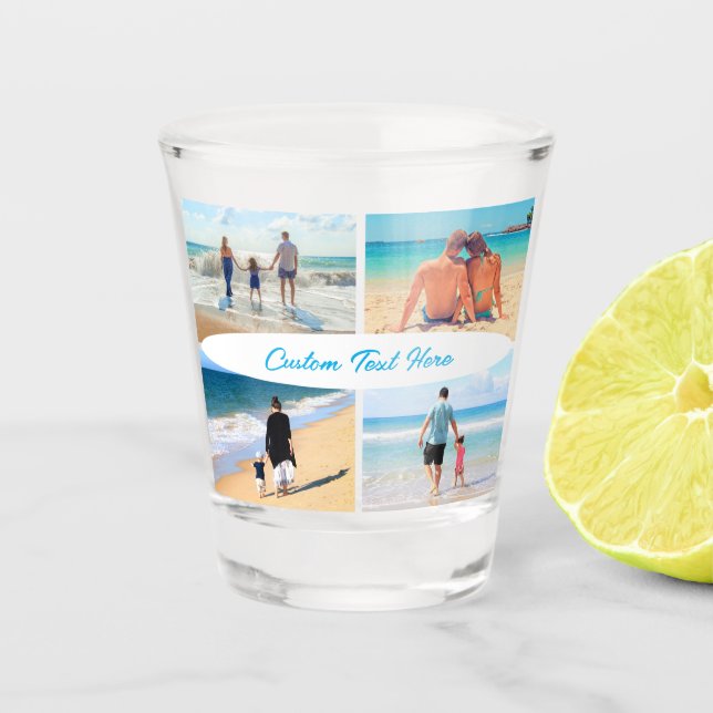 Your Photo Collage Shot Glass with Custom Text (Front)