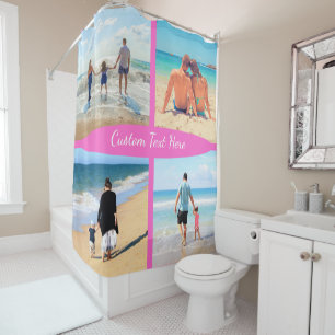 Your Photo Collage Shower Curtain with Custom Text
