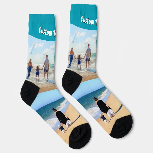 Your Photo Collage Socks Gift Personalized Text (Right)