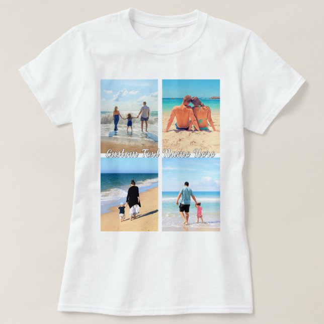 Your Photo Collage T-Shirt with Custom Text (Design Front)
