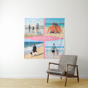 Your Photo Collage Tapetsy with Custom Text Tapestry