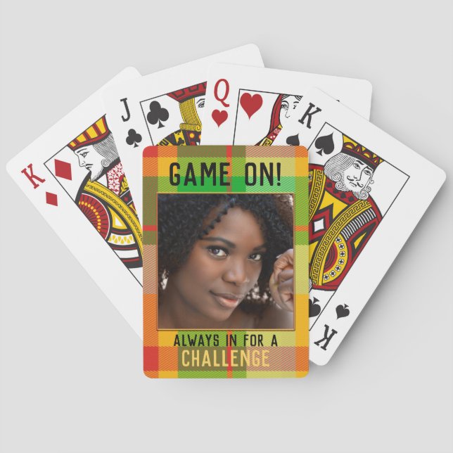 Your Photo Colourful Plaid Playing Cards Deck (Back)