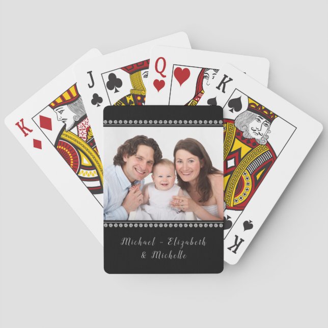 Your Photo Custom Name Black Playing Cards (Back)